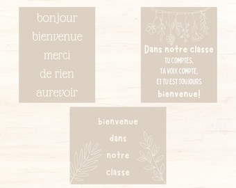 FRANZÖSISCH KLASSENZIMMER POSTER | Bundle aus 3 Willkommens-Poster für Französischlehrer