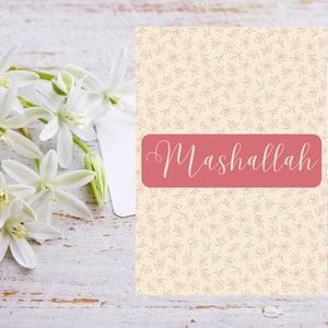 Carte MachAllah | Carte de vœux de félicitations islamiques numériques imprimables pour Nikkah Ameen Shaadi Walima