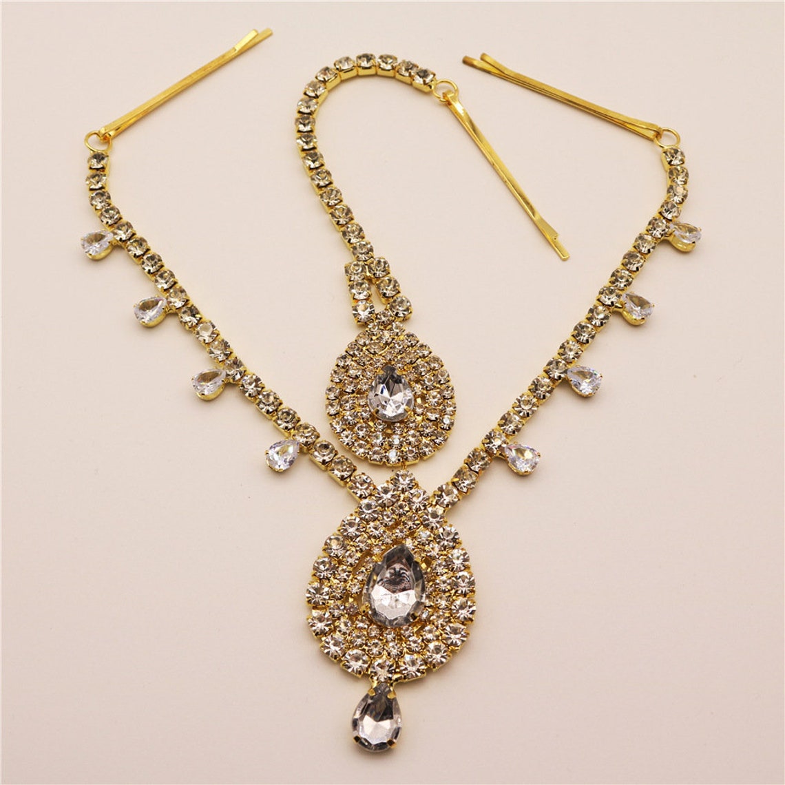 Luxury Crystal Head Chain Headpiece Forehead Teardrop Etsy