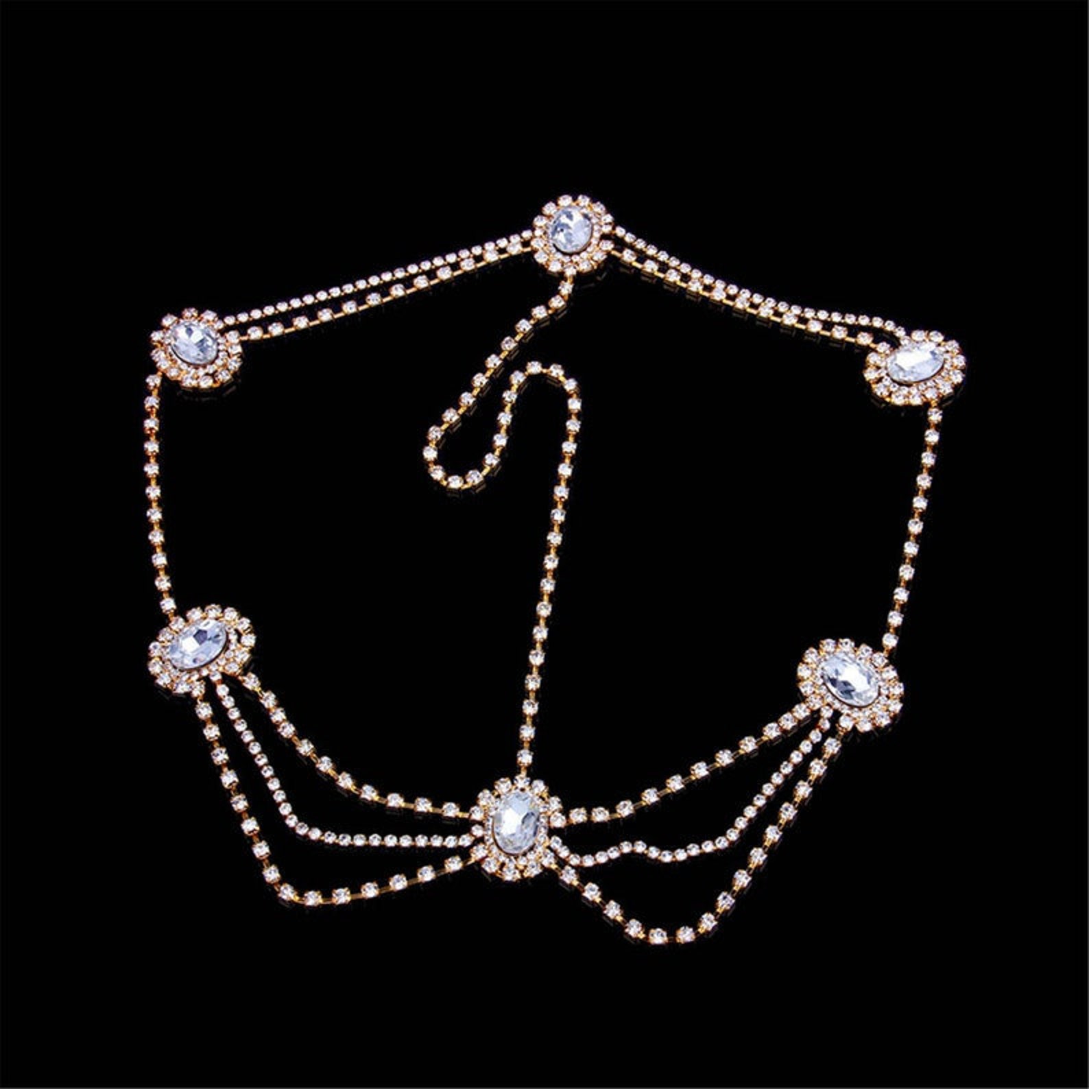 Hto Rhinestone Multi Crystal Head Chain Head Chains Hair Etsy UK