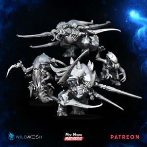 Hive Swarm Leader Heads & Old Eye Ultrafex Head | Alien Hive Kelth | 3D Printed Resin Miniature | By Den Of Imagination