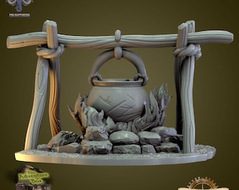 Roaring Campfire | The Adventure Box | 3D Printed Resin Miniature | By Mammoth Factory