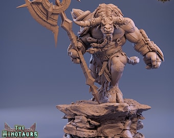 D&D Minotaurus Barbarian, Blutjäger | Dungeons and Dragons | Blotusguss | 28 mm/32 mm Miniatur | Von Daybuck Miniatures