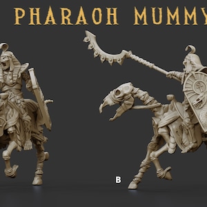 Skeleton Pharaoh Mummy on Horse | Pharaohs Legacy | 3D Printed Resin Miniature | By Crab Miniatures