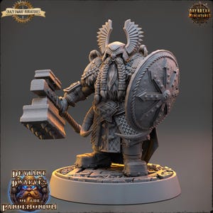 D&D Dwarf Paladin/Cleric | Thourung The Brazen Baron | 3D Printed Resin Miniature | 32mm | By Daybreak Miniatures