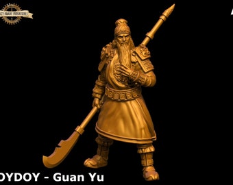 Human Barbarian/Fighter | Guan Yu - Kings & Heroes 2 | 3D Printed Resin Miniature | 32mm | By Toydoy Miniatures