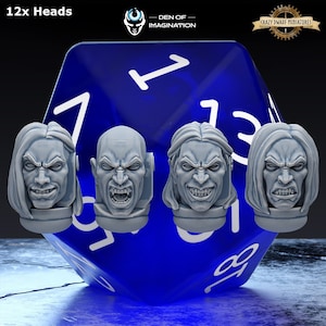 Space Vampire Heads | Vampire Heads | 3D Printed Resin Miniature | By Den Of Imagination