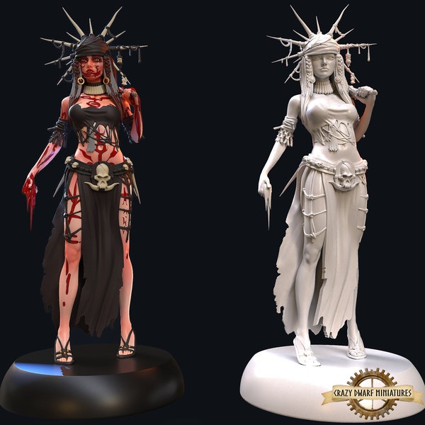 Bruxo Humano de D&D | Guerreiro Asteca | Dungeons and Dragons | Tentadora Congelada | Miniatura de 32 mm/72 mm | Por Hold My Miniatures