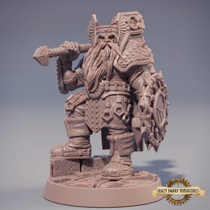 D&D Dwarf Paladin/Cleric | Imar Hakka | 3D Printed Resin Miniature | 32mm | By Daybreak Miniatures
