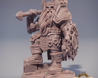 D&D Dwarf Paladin/Clérigo | Imar Hakka | Miniatura de Resina Impressa em 3D | 32 mm | Por Daybreak Miniatures