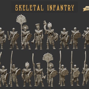 Skeleton Infantry | Pharaohs Legacy | 3D Printed Resin Miniature | By Crab Miniatures