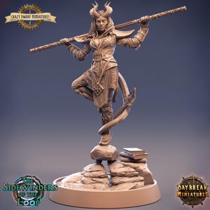 D&D Tiefling Monk/Fighter | Jaanda Hightreader | 3D Printed Resin Miniature | 32mm | By Daybreak Miniatures