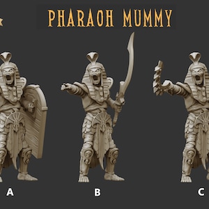 Skeleton Pharaoh Mummy on Foot | Pharaohs Legacy | 3D Printed Resin Miniature | By Crab Miniatures