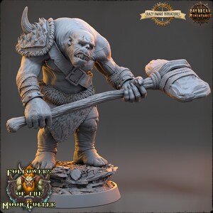 D&D Ogre Barbarian | Zabadan Moshbreaker | 3D Printed Resin Miniature | 32mm | By Daybreak Miniatures