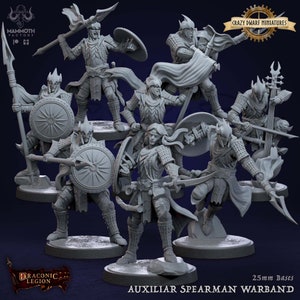 Auxilar Spearmen | Draconic Legion | 3D Printed Resin Miniature | By Mammoth Factory