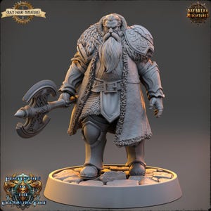 D&D Human Barbarian/Fighter | Baron Umber Blazeon | 3D Printed Resin Miniature | 32mm | By Daybreak Miniatures