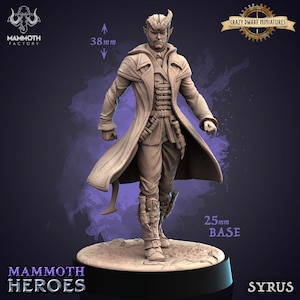 Syrus - Tiefling Rogue/Sorcerer | Saurian Isles | 3D Printed Resin Miniature | By Mammoth Factory