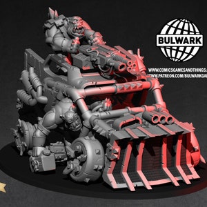 Dakka Maschine | Ork Dragster Buggy | 3D gedruckte Resin Miniatur | Von Bollwerk Gaming
