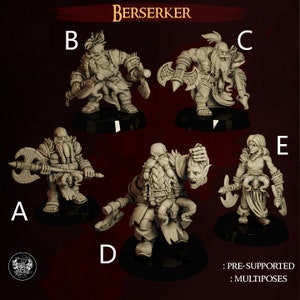Dwarf Berserkers | D&D Barbarians | 3D Printed Resin Miniature | 32mm | By The Master Forge