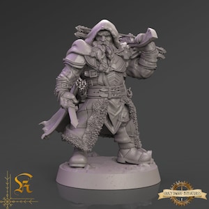 D&D Dwarf Ranger/Rogue 2 | 3D Printed Resin Miniature | Various Scales | By Krizzart Miniatures