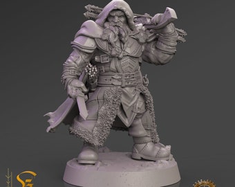 D&D Dwarf Ranger/Rogue 2 | 3D Printed Resin Miniature | Various Scales | By Krizzart Miniatures