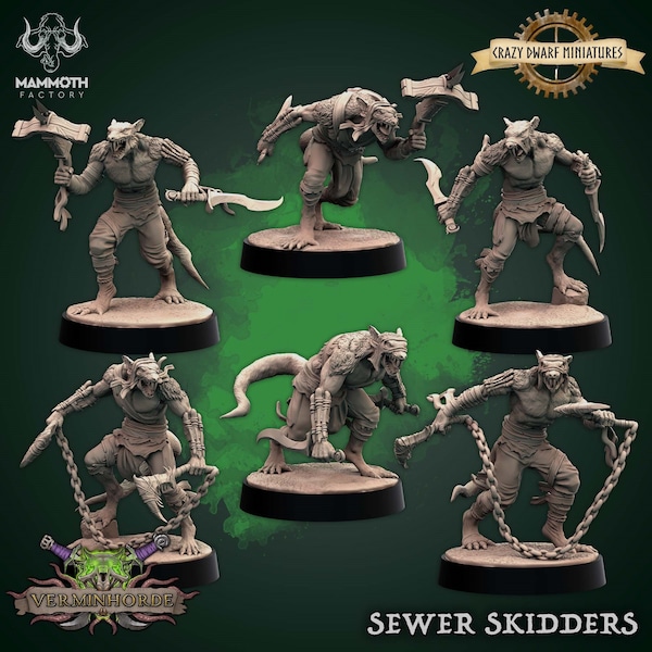 Sewer Skidder - Ratmen Rogue/Assassin | Verminhorde | 3D Printed Resin Miniature | By Mammoth Factory