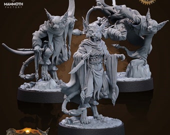 Carracali Shadow Weavers - Tabaxi Sorcerers | Nomads Of The Droughtlands | 3D Printed Resin Miniature | By Mammoth Factory