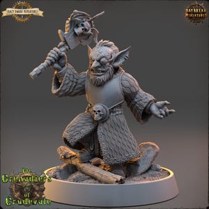 D&D Dark Goblin Warlock/Wizard | Chieftain Steely Popov | 3D Printed Resin Miniature | 32mm | By Daybreak Miniatures