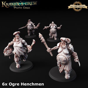 6x Ogro Secuaces / Krakens Crew Pirate Ogres / Miniatura de resina impresa en 3D / Por Keta-Minies