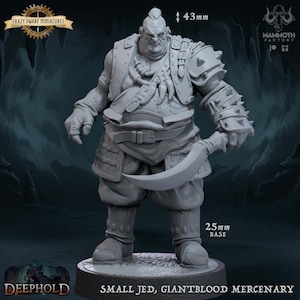 Small Jed, Giantblood Mercenary - Goliath Barbarian/Fighter | Deephold | 3D Printed Resin Miniature | By Mammoth Factory