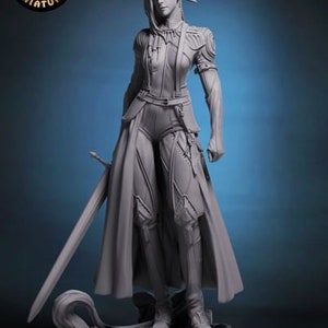 Tiefling Fighter/Bloodhunter | Mouna | 3D Printed Resin Miniature | Various Scales | By Toydoy Miniatures