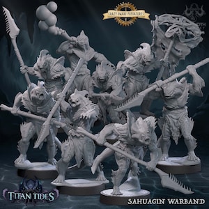 Sahuagin Krieger | Titan Gezeiten | 3D gedruckte Resin Miniatur | Von Mammutfabrik