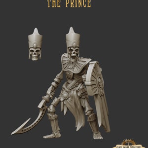 Skeleton Pharaoh Prince on Foot | Pharaohs Legacy | 3D Printed Resin Miniature | By Crab Miniatures