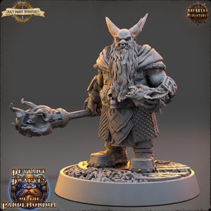 D&D Dwarf Warlock/Cleric | Vladkaz Of The Burning Earth | 3D Printed Resin Miniature | 32mm | By Daybreak Miniatures