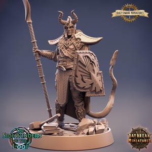 D&D Tiefling Fighter/Paladin | Damien Deadlygate | 3D Printed Resin Miniature | 32mm | By Daybreak Miniatures