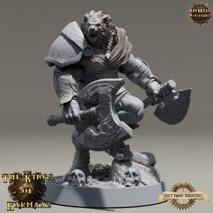 D&D Leonin Barbarian/Blood Hunter | King Heartrender | 3D Printed Resin Miniature | 32mm | By Daybreak Miniatures
