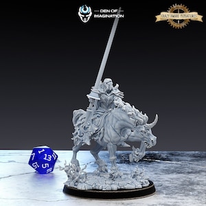 Mounted Vampire Knight | Fantasy Undead | 3D Printed Resin Miniature | By Den Of Imagination