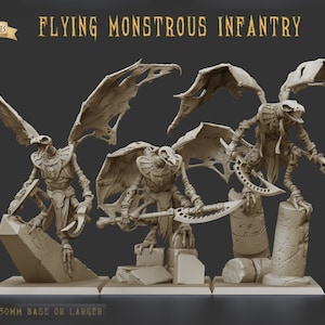 Skeleton Flying Monstrous Infantry | Pharaohs Legacy | 3D Printed Resin Miniature | By Crab Miniatures