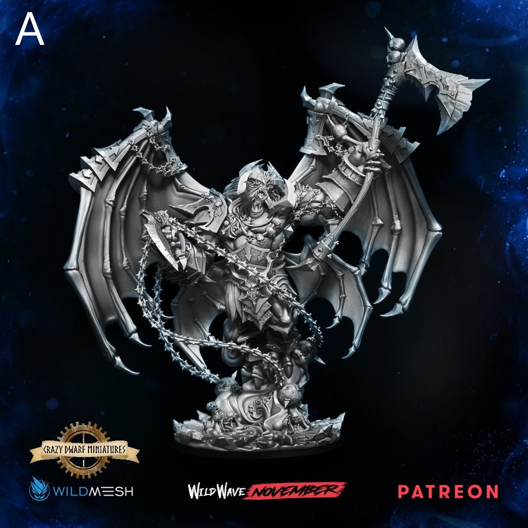 Blood Lord Of Chaos | Abyssal Lord | 3D Printed Resin Miniature | By Den Of Imagination