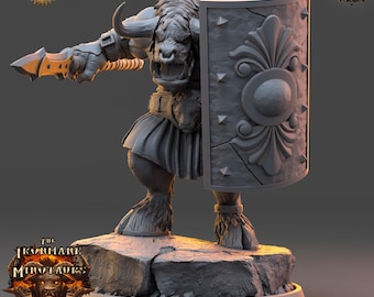 Minotauro Paladín, Guerrero de D&D / Dungeons and Dragons / Zegron Ironhide / Miniatura de 28 mm/32 mm / Por Daybreak Miniatures