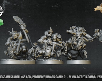 Bulork Bikers | Space Orks | 3D Printed Resin Miniature | By Bulwark Gaming