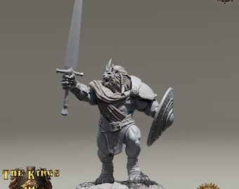D&D Leonin Fighter/Paladin | King Goldenmane | 3D Printed Resin Miniature | 32mm | By Daybreak Miniatures