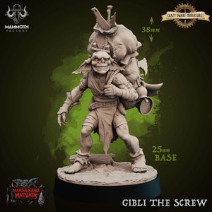 D&D Goblin Merchant, Artificer | Dungeons and Dragons | Gibli the Screw | 28mm/32mm Miniature | By Mammoth Factory