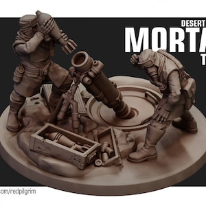 Desert Hawks Mortar Team | 3D Printed Resin Miniature | By Red Pilgrim Miniatures