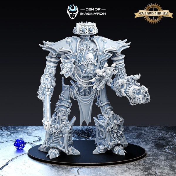 Knight Of Chaos | Infernal Mech | 3D Printed Resin Miniature | By Den Of Imagination