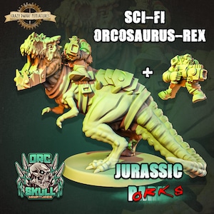 Ork Warboss on T-Rex | 3D Printed Resin Miniature | By Orc Skull Miniatures