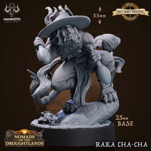 Raka Cha-Cha - Leonin Wizard/Sorcerer | Nomads Of The Droughtlands | 3D Printed Resin Miniature | By Mammoth Factory
