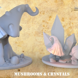 Mushroom & Crystals Terrain | Crazy Mushrooms V3.0 | 3D Printed Resin Miniature | 28mm | By Crazy Mushrooms Studio