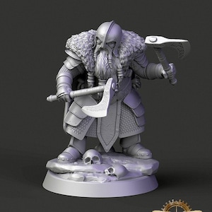 D&D Zwerg Barbar/Kämpfer | Tabarys | 3D Gedruckte Harz Miniatur | 32mm | Von Anheron Universe