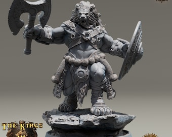 D&D Leonin Fighter/Paladin | King Dread | 3D Printed Resin Miniature | 32mm | By Daybreak Miniatures
